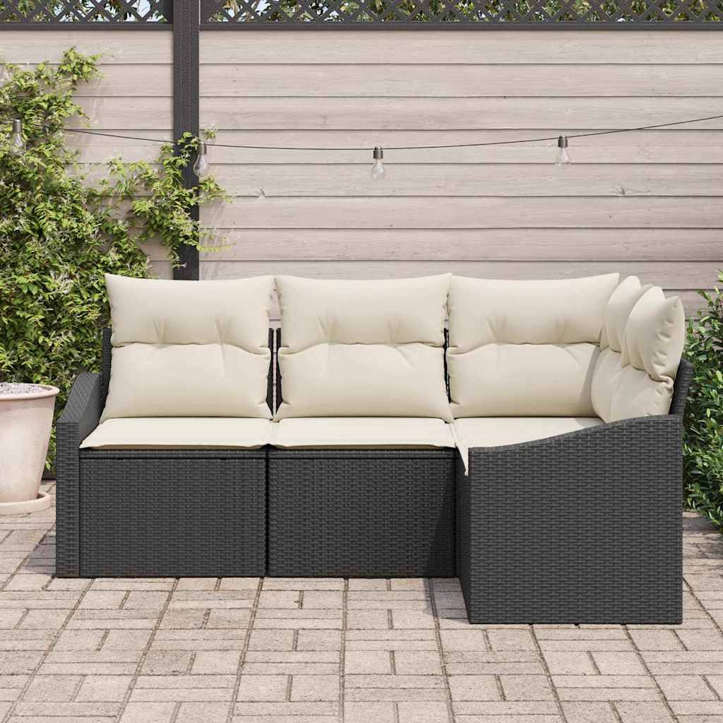 Garten Essgruppe mit Kissen 4 pcs Schwarz und Creme